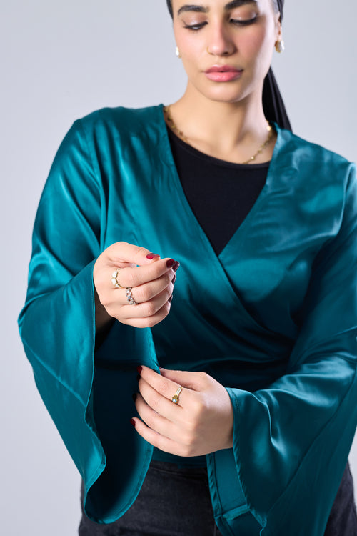 Satin Blouse - turquoise