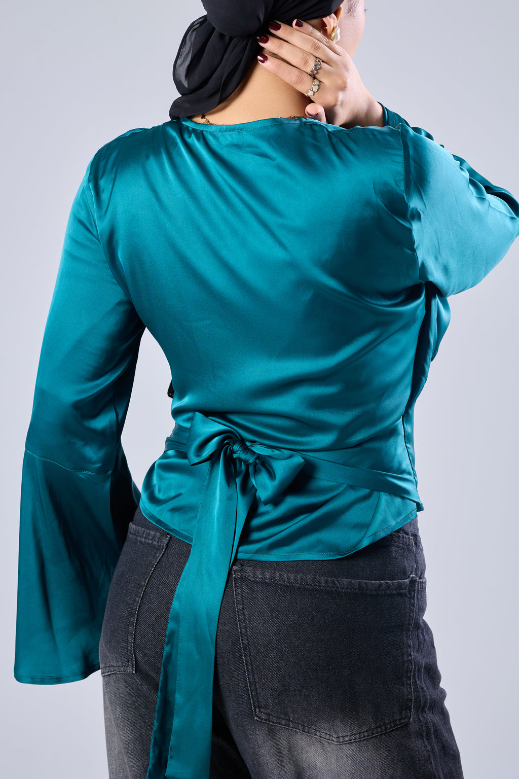 Satin Blouse - turquoise