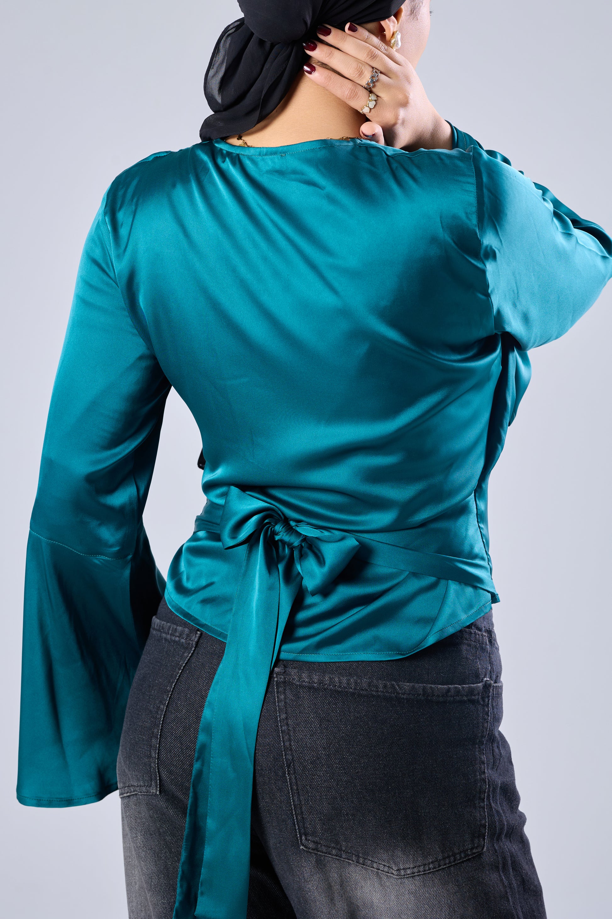 Satin Blouse - turquoise