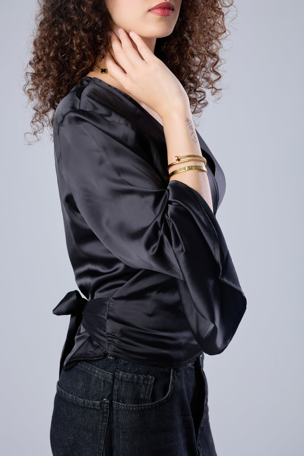 Satin Blouse - black