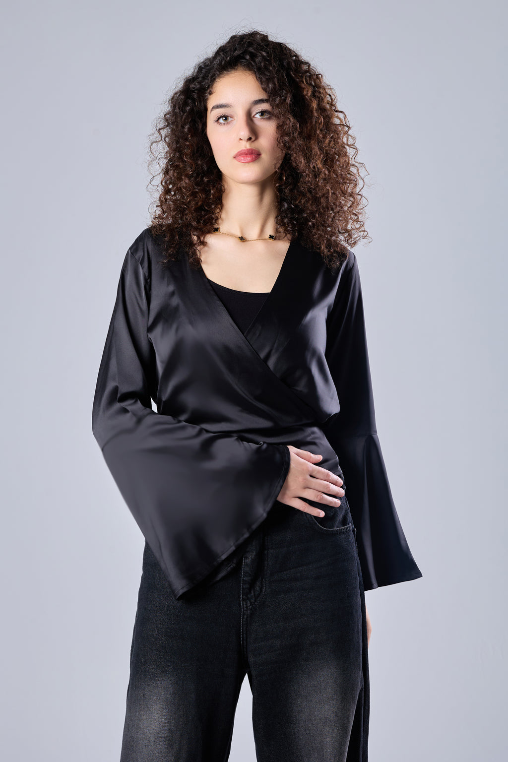 Satin Blouse - black