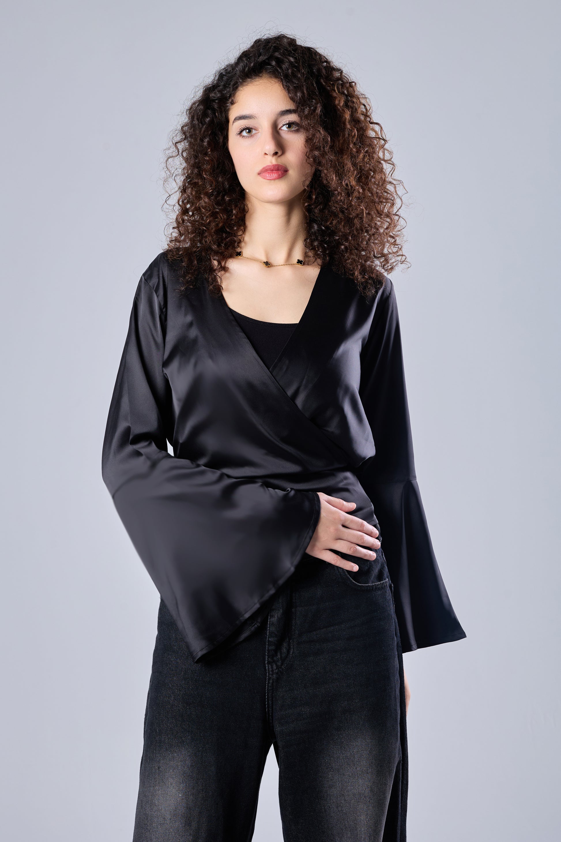 Satin Blouse - black