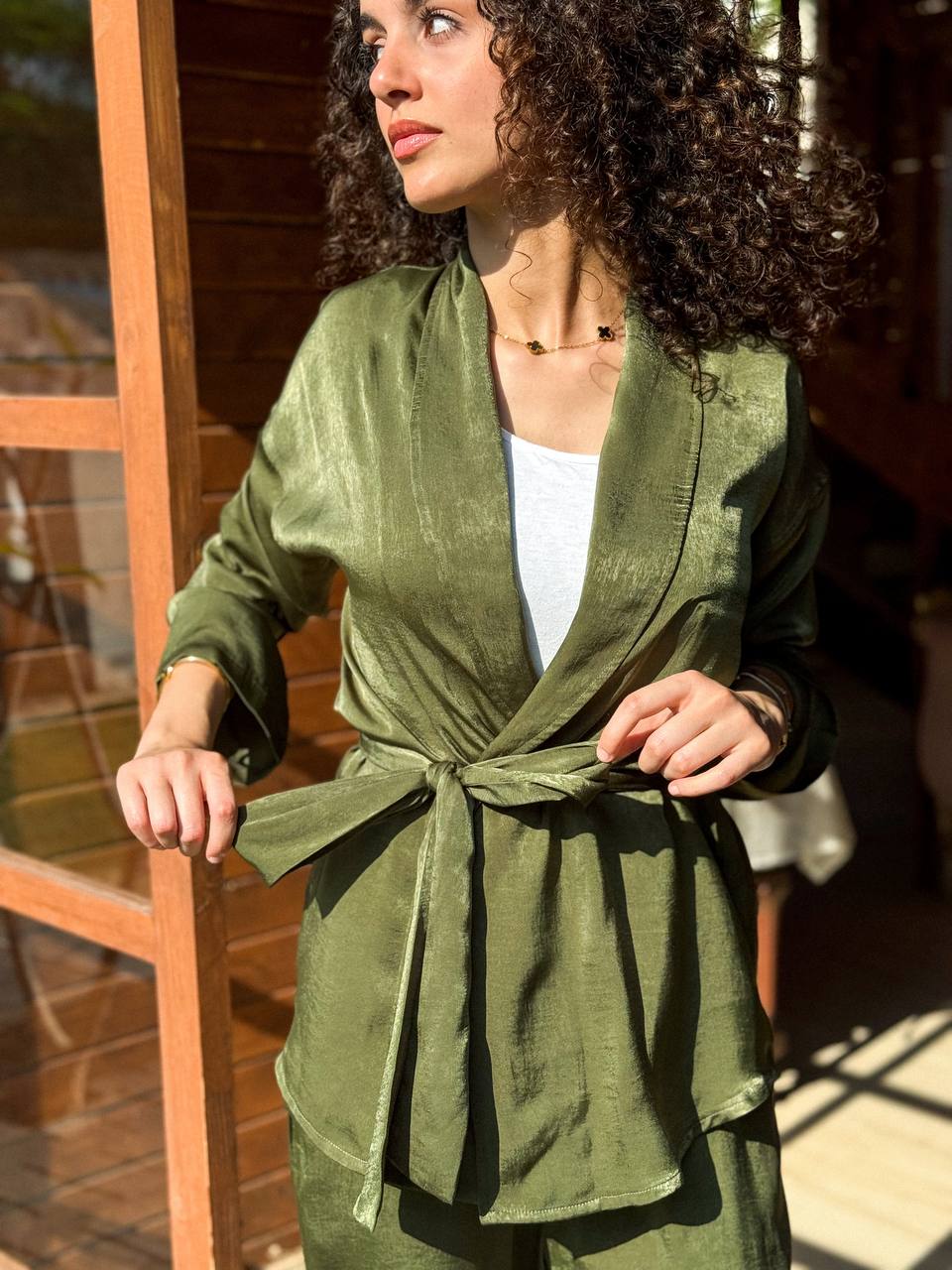 The olive blouse